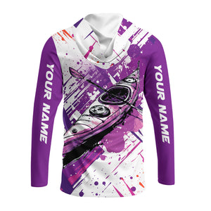 Custom Name Kayaking Purple All Over Print Shirt