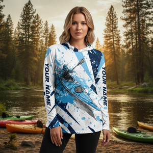 Custom Name Kayaking Blue All Over Print Shirt