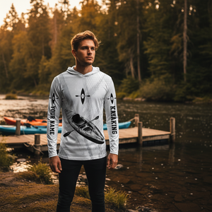 Custom Name Kayaking Black And White All Over Print Shirt