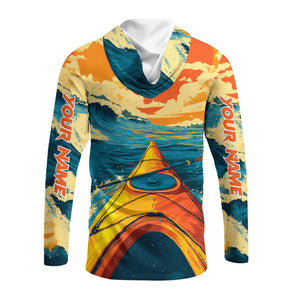 Custom Name Sunset Kayaking Scene All Over Print Shirt