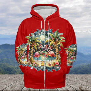 Christmas Deck The Palms Flamingo All Over Print Shirt