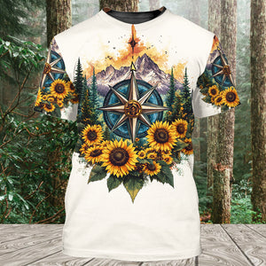 Live For The Moments Compass Sunflower All Over Print Shirt