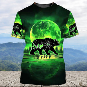 Bear Green Moonlit Art All Over Print Shirt