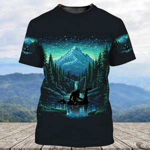 Bigfoot Riding Loch Ness Into The Forest I Go All Over Print Shirt