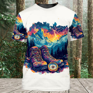 The Mountains Are Calling Compass Boots All Over Print Shirt