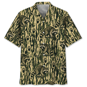 Raccoon Stripe Camouflage Hawaiian Shirt