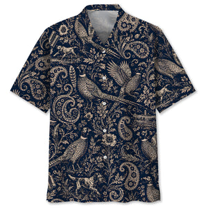 Midnight Wild Pheasant Hunting Paisley Hawaiian Shirt