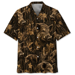 Vintage Hog Art Camo Hawaiian Shirt