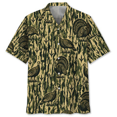 Wild Turkey Stripe Camouflage Hawaiian Shirt