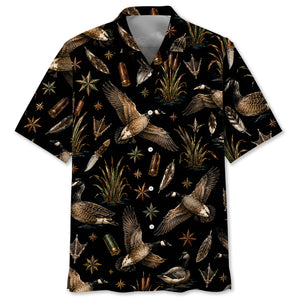 Goose Hunting Retro Black Hawaiian Shirt