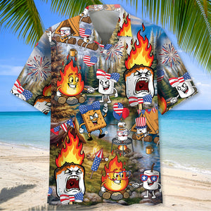 America Patriot Burnt Marshmallow Hawaiian Shirt