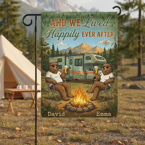 Custom Name And We Lived Happily Ever After Flag Decor