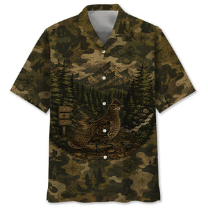 Grouse Camouflage Dark Hawaiian Shirt