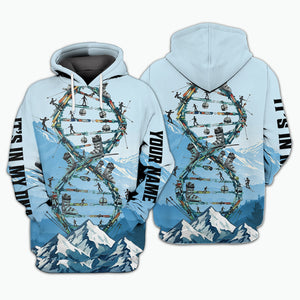 Custom Name Skiing It's In My DNA Snow-Capped Mountain All Over Print Shirt
