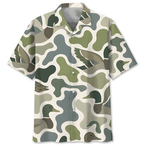 Mallard Ducks Camouflage Hunting Funny Pattern Hawaiian Shirt