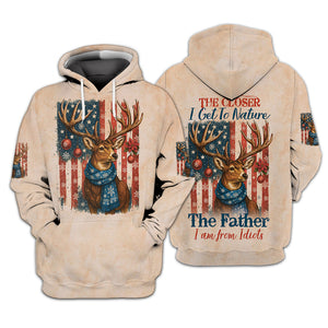 Funny Deer Christmas The Closer I Get To Nature All Over Print Shirt