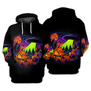 Alien Camp-O-Ween Invasion – UFO Halloween Camping All Over Print Shirt