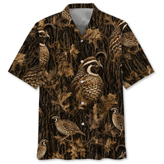 Vintage Quail Art Camo Hawaiian Shirt