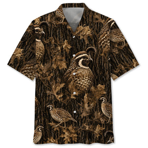 Vintage Quail Art Camo Hawaiian Shirt