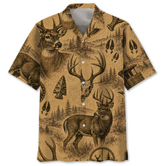 Deer Hunting Vintage Artwork Hawaiian Shirt