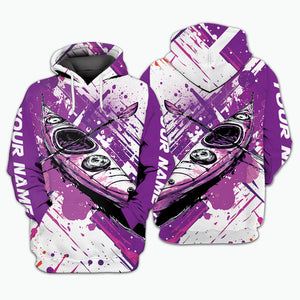 Custom Name Kayaking Purple All Over Print Shirt