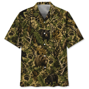 Bear Hunting Hex Camo Hawaiian Shirt