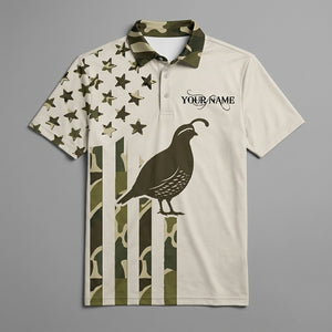 Custom Name Quail Hunting Camouflage Style Men Polo Shirt