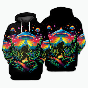 Bigfoot Fishing Forest All Over Print Shirt