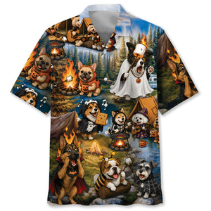 Vintage Dogs Camping Hawaiian Shirt