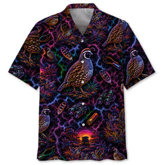 Midnight Quail Hunting Neon Hawaiian Shirt