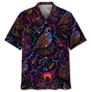 Midnight Quail Hunting Neon Hawaiian Shirt
