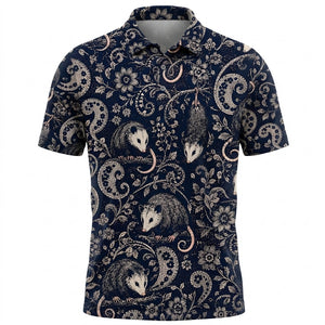 Midnight Opossum Paisley Men Polo Shirt