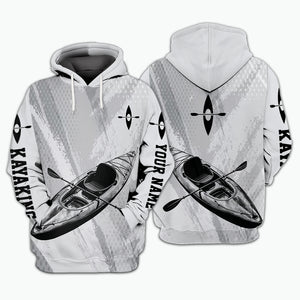 Custom Name Kayaking Black And White All Over Print Shirt