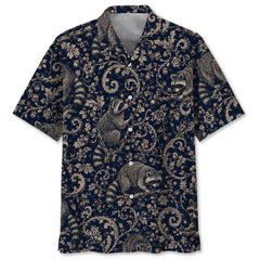 Midnight Raccoon Paisley Hawaiian Shirt