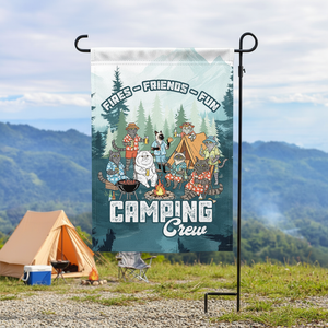 Friends, Fires, Fun Camping Crew Cats Flag Decor