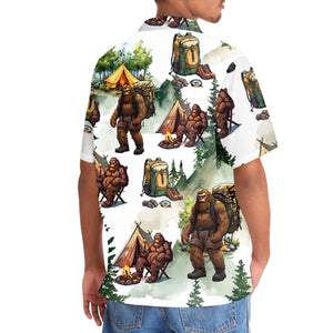 Camping Bigfoot Mountain Tree Hawaiian Shirt