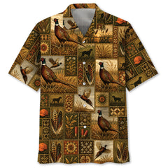 Pheasant Hunting Vintage Pattern Graphic Hawaiian Shirt