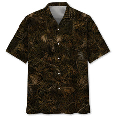 Moose Hunting Forest Camouflage Hawaiian Shirt