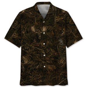 Moose Hunting Forest Camouflage Hawaiian Shirt