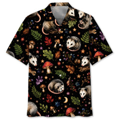 Opossum Retro Black Hawaiian Shirt
