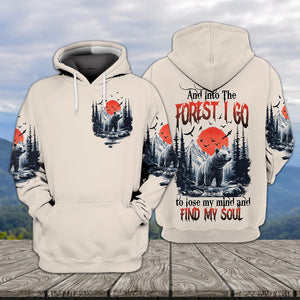 Into The Forest I Go Bear Red Sun All Over Print Shirt