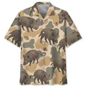 Feral Hog Camouflage Hawaiian Shirt