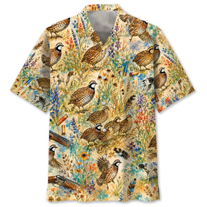 Quail Hunting Watercolor Hawaiian Shirt