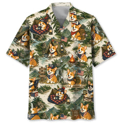 Funny Corgi Dog Camping Hawaiian Shirt