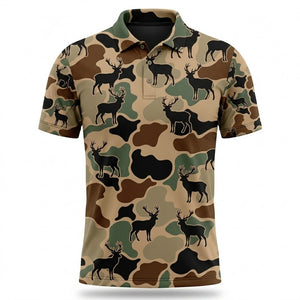Deer Hunting Camouflage Pattern Men Polo Shirt
