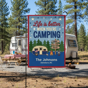 Life Is Better When You're Camping American Style Flag Decor