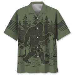 Bigfoot Fishing Funy Fisher Man Hawaiian Shirt