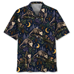 Moonlit Opossum Forest Pattern Hawaiian Shirt