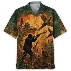 Vintage Pheasant Hunter Distressed Hawaiian Shirt