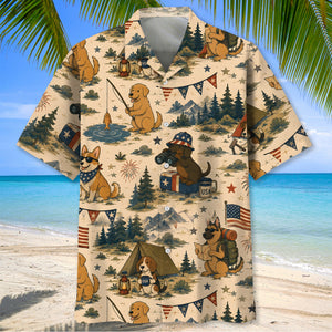 Cute Dog Camping Outdoor Hawaiian Shirt